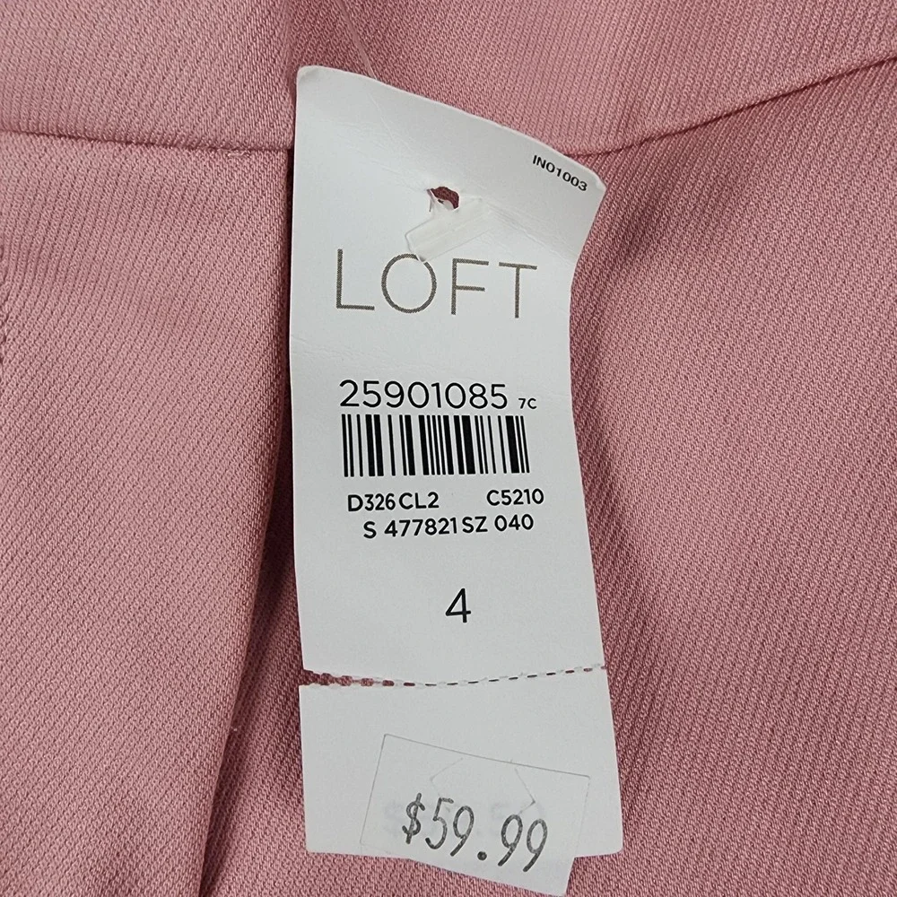 LOFT Marisa Dress Pants Womens 4 Pink Twill Skinny Ankle Pull On Stretch NWT